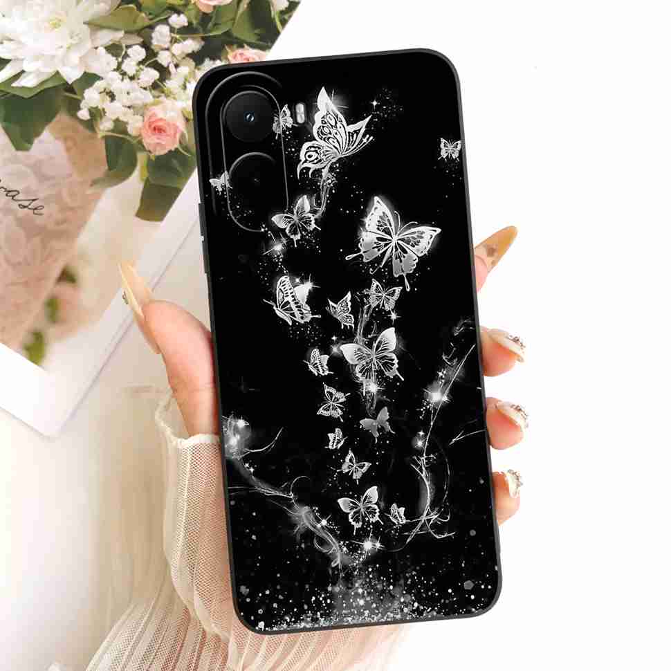 Silicone Case For Xiaomi Poco M7 4G Case Cute Cat Flowers Soft Slim Phone Cases For Xiaomi Poco M7 PocoM7 4G Cover Bumper