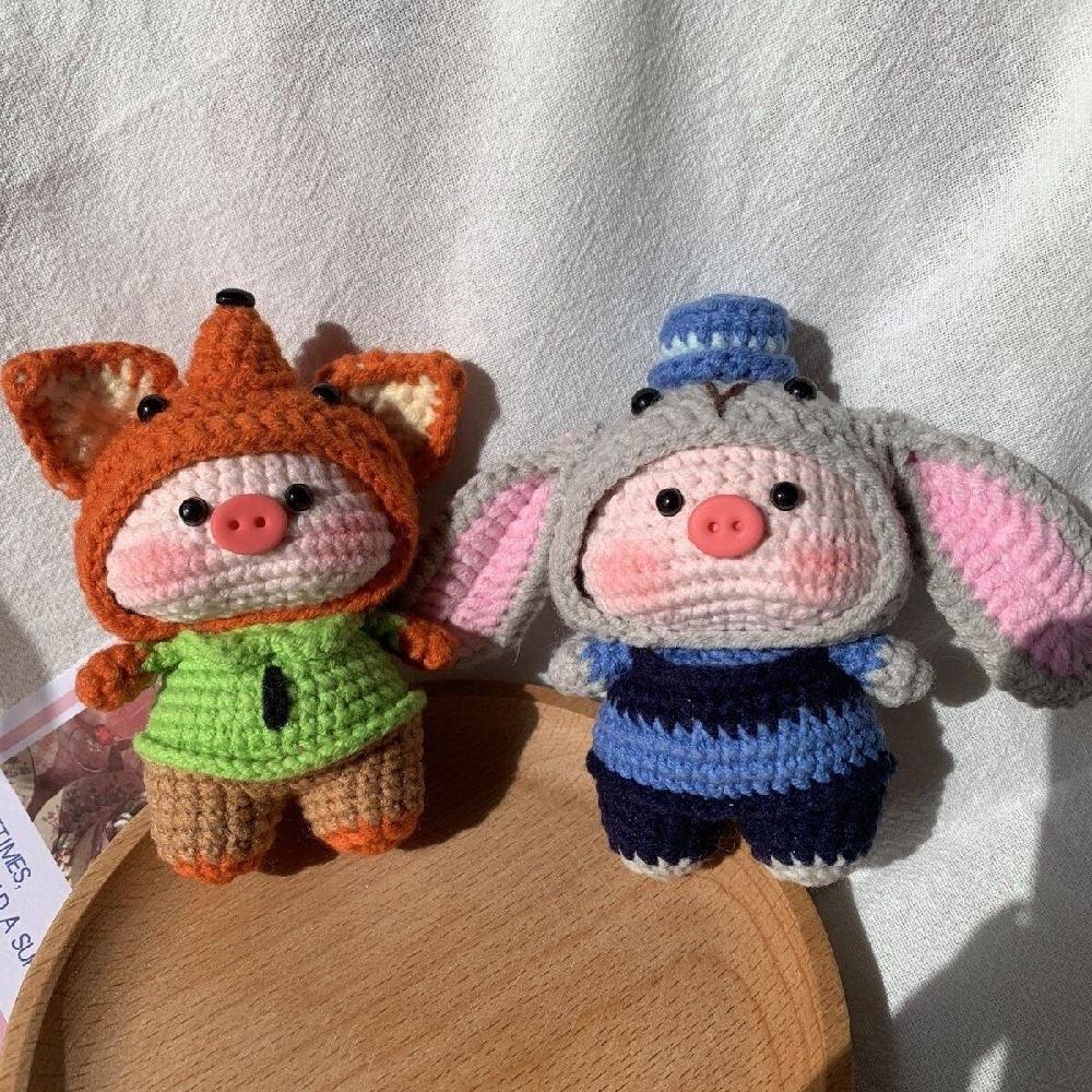 Ручная Вязаная Крючком Свинка - Игрушка из Мягкого Плюша в Теме Зайчика и Лисы, Снятие Стресса, Уникальный Подарок Для Детей и Коллекционеров