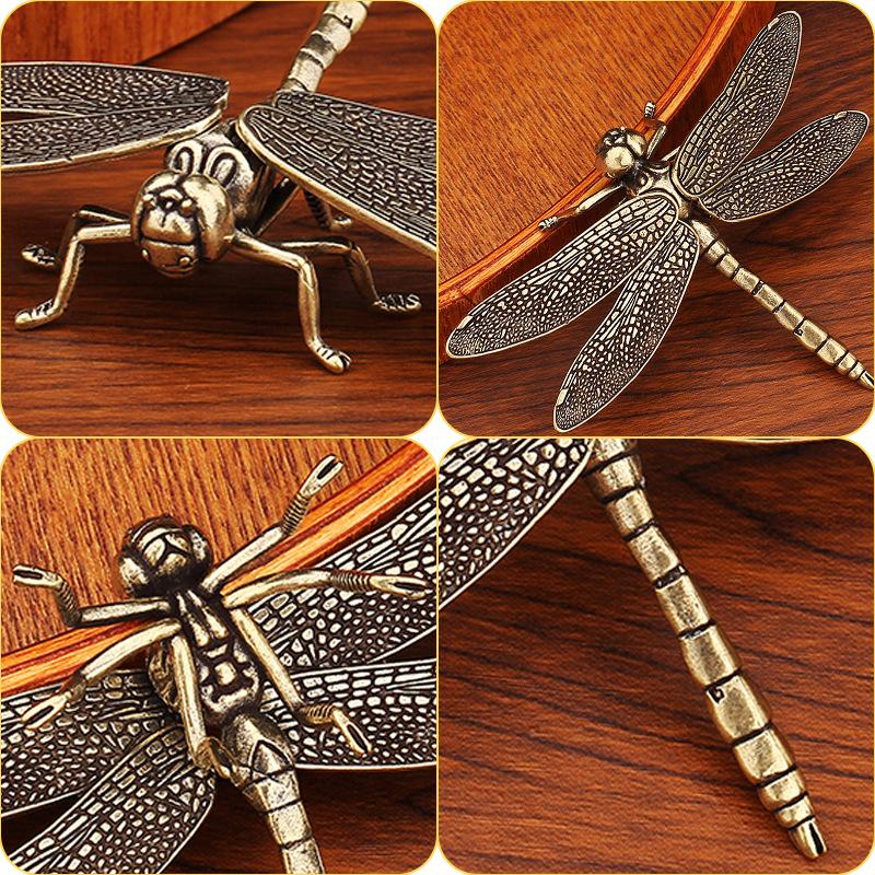 Tang Teng Copper Art, Retro Detachable Dragonfly Copperware Small Gifts Metal Crafts Stall Small Brass Ornament