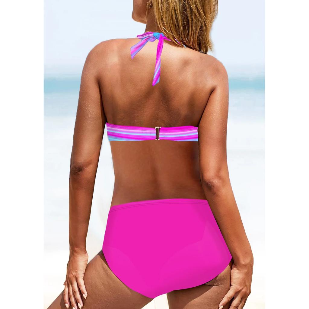 Новинка 2024 года, сексуальные пляжные купальники, женские летние модные дизайнерские купальники с принтом, комплект бикини, женские купальники из двух предметов