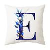 Синий растительный алфавит с принтом, чехол для подушки для дома, гостиной, украшение для дивана, квадратная подушка, чехол для подушки 45x45 см