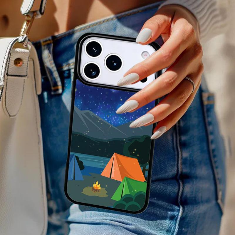 Чехол для телефона 'Природа Кемпинг Искусство' Для iPhone 17 Air 14 15 13 12 Max Чехол Для Apple 16e 11 Pro Max Plus Coque