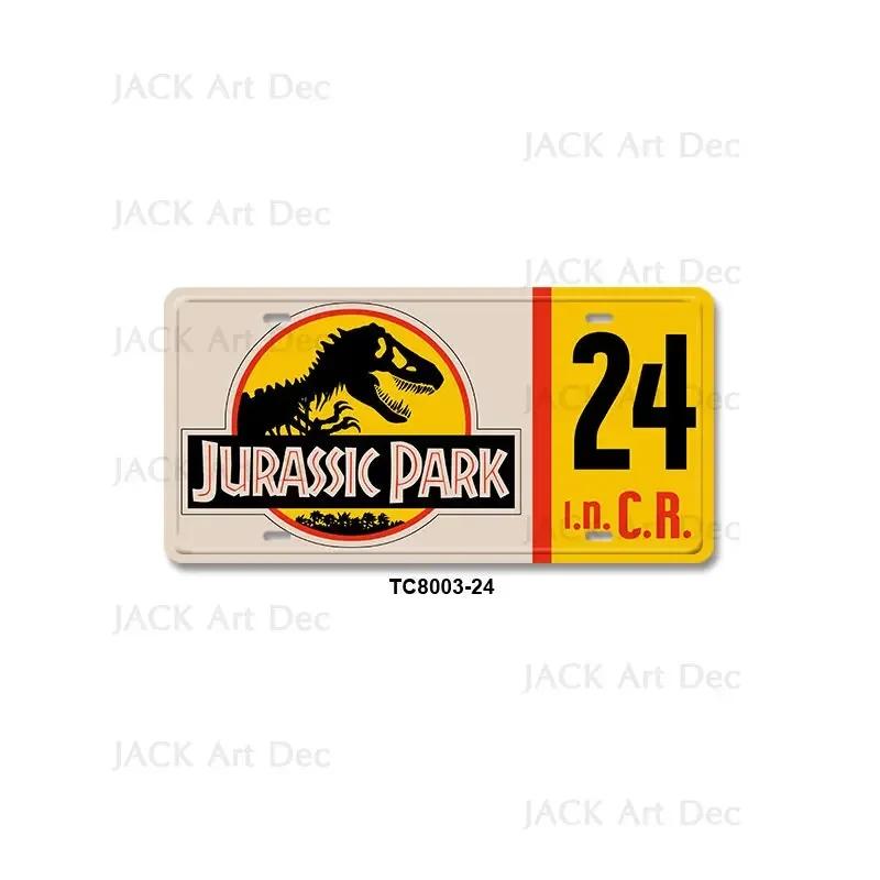 Classic Film Jurassic Park Metal Print License Plate 15x30cm Tin Sign Vintage Wall Plaque Decor for Garage Bar Dinosaur Poster