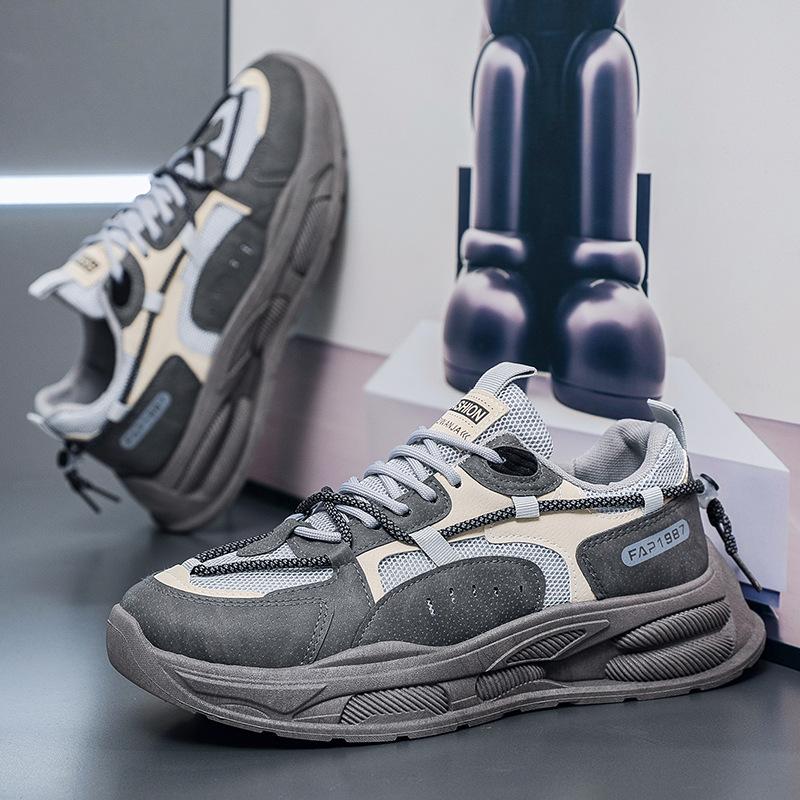 Новая летняя мужская обувь дышащая сетчатая спортивная обувь мужская трендовая универсальная увеличивающая рост обувь на платформе повседневная беговая обувь для пап