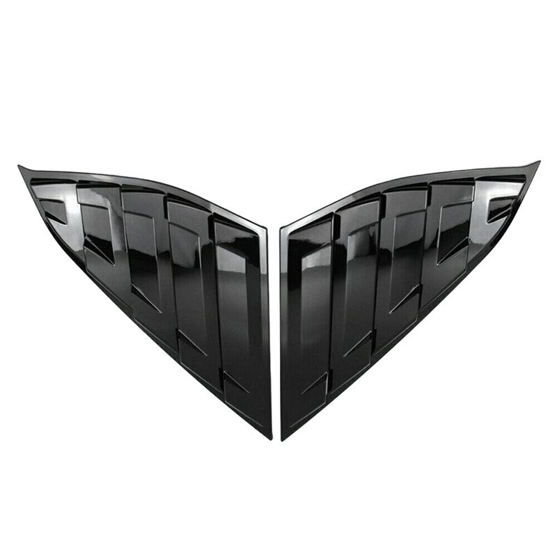 Car Rear Window Louver Cover Rear Side Vent Quarter Window Louver Shutter Cover For 2018- Honda Accord Glossy Black