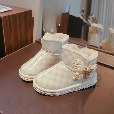 Осенне-зимние новые бархатные сапоги принцессы для девочек, теплая обувь