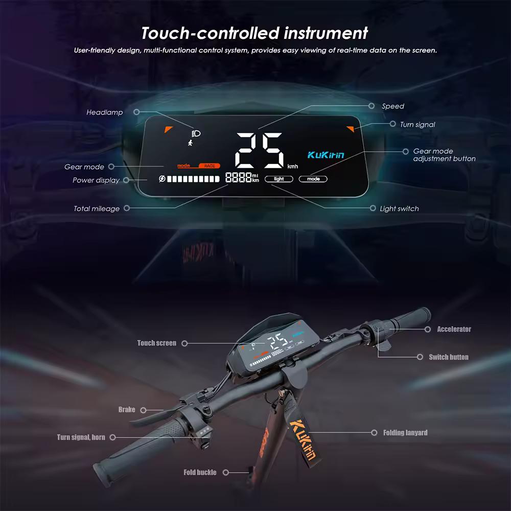 Электросамокат для взрослых KuKirin G2 VMP с сертификацией DGT, мощный мотор 500 Вт, дальность 65 км, скорость 25 км/ч, складной, для бездорожья