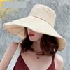 Solid Color Beach Bucket Hat 15CM Large Brim Sunshade Cap Summer Sun Hat