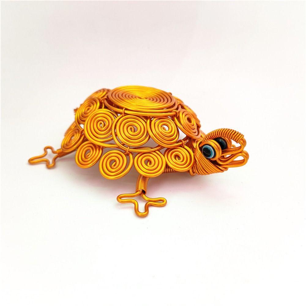 Woven Aluminum Wire Tortoise Figurine Model Turtle Retro Ornaments Desktop Decorative