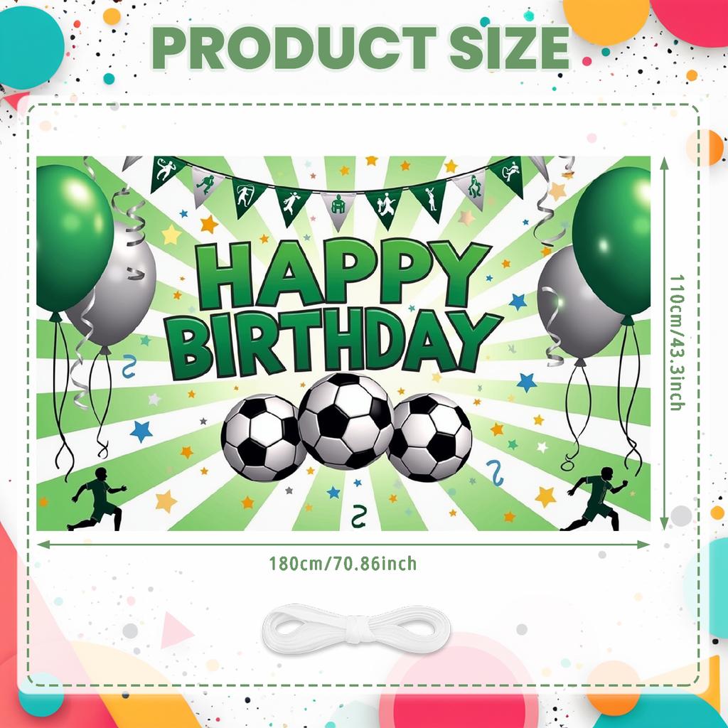 Баннер Разноцветные Шары Праздничный Баннер Футбольный Баннер Золотые Звезды Для Фотосессии Внутреннее Украшение Детское Мероприятие