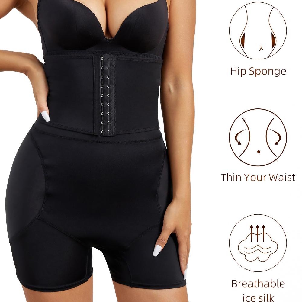 Womens Seamless Butt Lifter Boyshort  Waist Control with Hook Panties Hip Enhancer Underwear Padded Ass Up Briefs Fake Pads