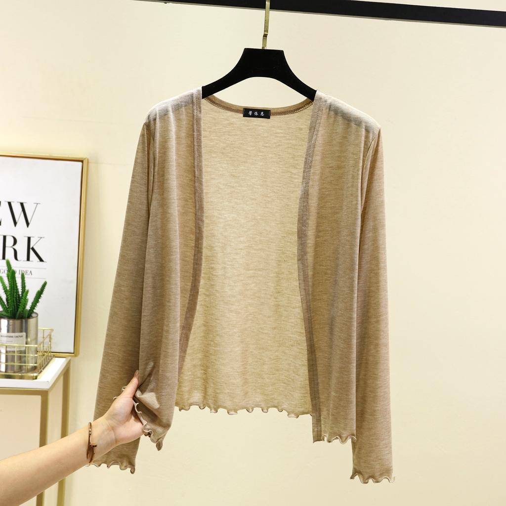 Летний женский короткий кардиган с оборками, накидка с длинным рукавом, защита от солнца, свободный крой, легкая накидка для кондиционера