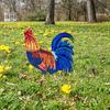 Металлический колышек для сада в виде петуха, устойчивый к погодным условиям, прочный, для наружного использования, патио, двора, газона, реалистичный, железный колышек для петуха, украшение
