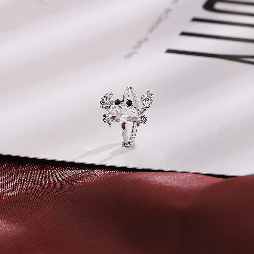 Серьги-гвоздики с пряжкой в виде краба из микроциркония и милым океанским кругом, изысканный маленький креативный дизайн с бриллиантами