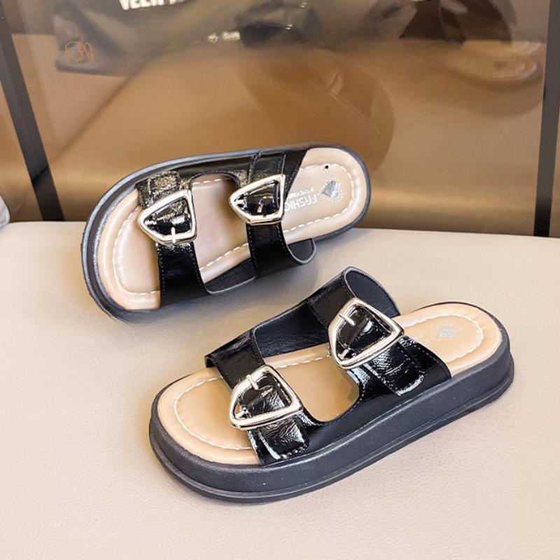 Новые детские тапочки 2024 года Летние повседневные мюли для девочек Модные тапочки на толстой подошве с открытым носком для детей Пляжные тапочки на мягкой подошве Универсальные