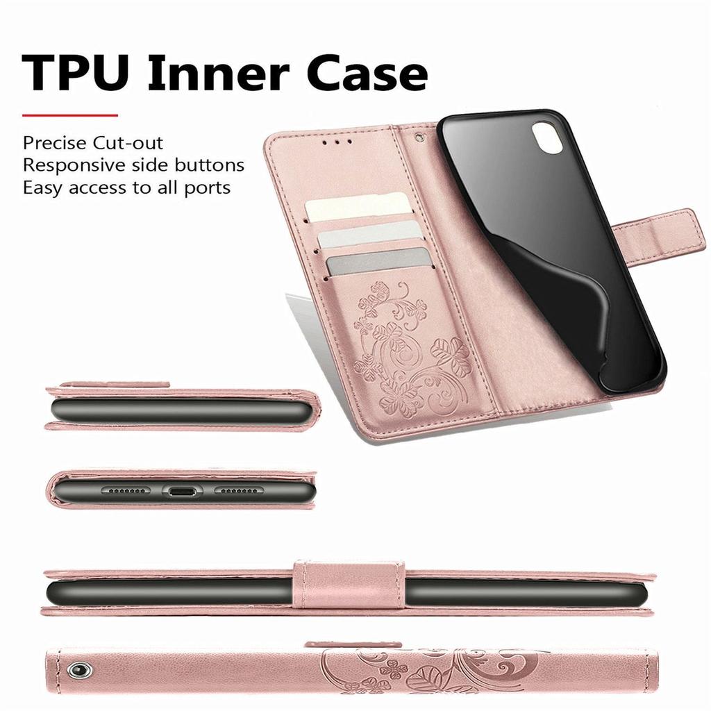 Leather Wallet Flip Case for Huawei Nova 15 14 13 12 12S 11 9 Ultra Pro SE Y72 Y63 Y73 9 Embossed Clover Floral Design
