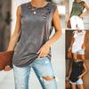 Women's Casual Solid Color Top Ripped Sleeveless Tank Top T-Shirt Women