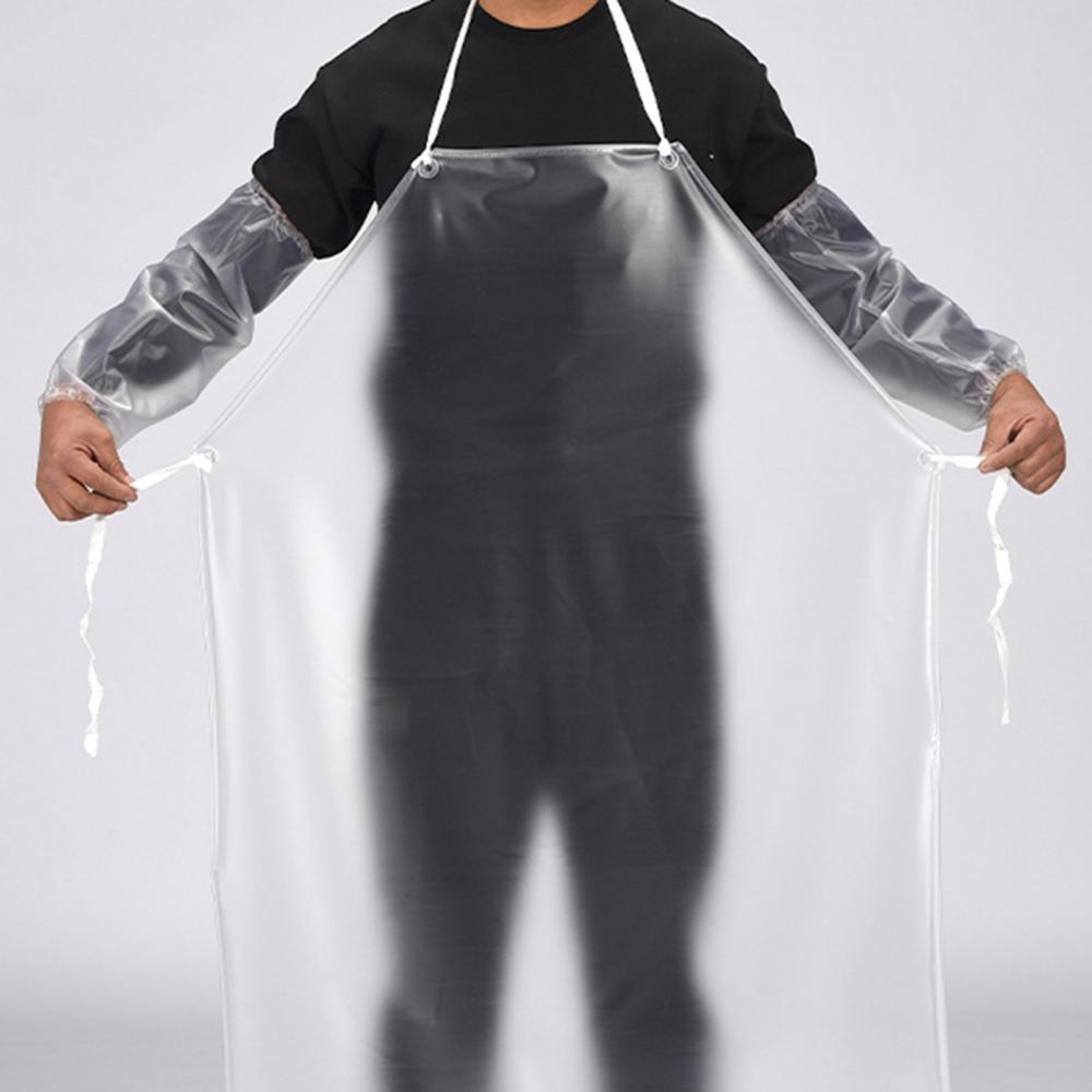 Водонепроницаемый прозрачный ПВХ фартук с рукавами на завязках сзади Ресторан Мясник Чистая Кухня Аксессуар для готовки