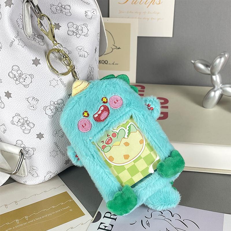 Мультяшная лиса, плюшевый держатель для фотокарточек, брелок для ключей, карточка на обед в стиле Kpop, чехол для автобусной карты, защитный чехол с изображением щенка волка, подвеска