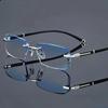 Frameless Trend Anti-blue Light Presbyopia Glasses New Cut Edge Reading Glasses Anti-fatigue Hyperopia Glasses for The Elderly