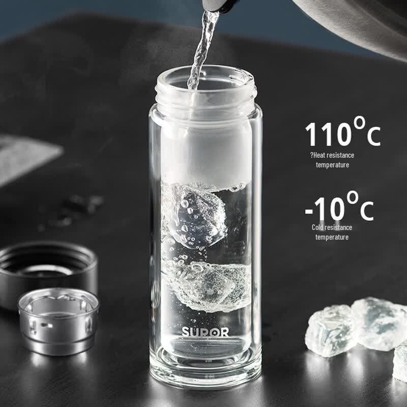 SUPOR Portable Double-Wall Borosilicate Glass Tea Tumbler