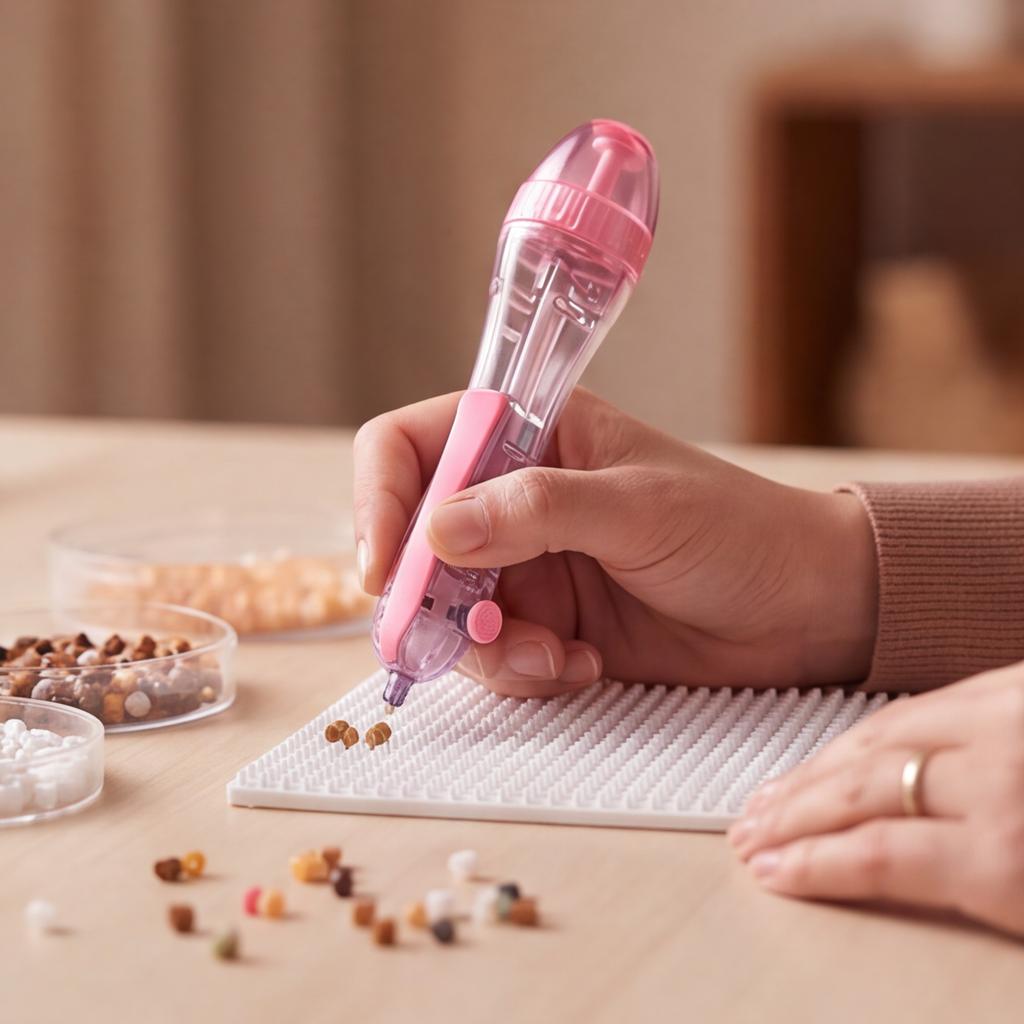 Two-Piece Automatic Dot-Picking Pen Set for DIY Craft Kits: High-Capacity Transparent Dispenser 2.6mm Fuse Bead Pen for Holiday Crafts Art Projects