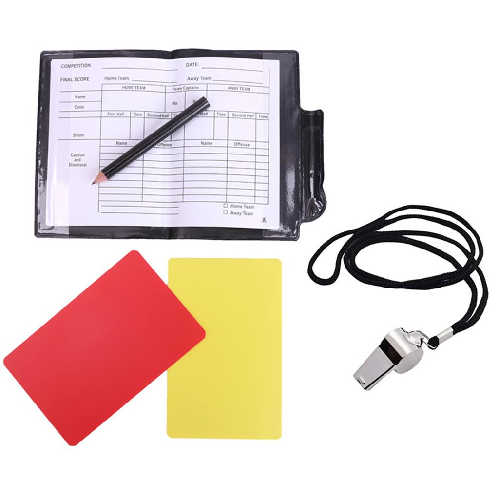 Referee Cards Set Football Referee Red and Yellow Cards with Whistle Lanyard Sports Ref Kits Score Book for Soccer