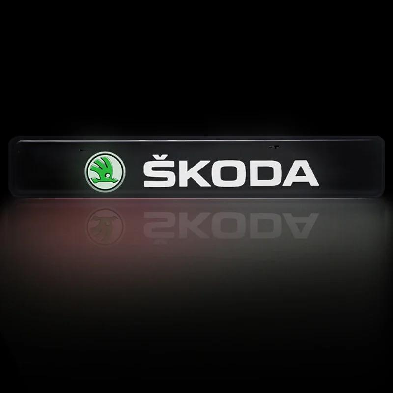 CXUX8 Car Sticker LED Car Front Grille Decorative Lamp Auto Mid-grid Beacon Light for Skoda Octavia Rapid Fabia Superb Kodiaq Scala Ka