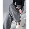 Demana Women's Vintage Heart Flocked Drawstring Casual Pants