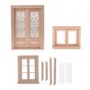 1:12 Dollhouse Furniture Wooden Unpainted 3 Kit - Hollow Screen Door + 6-Pane with Battern and Glass