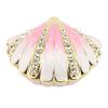 Shell Trinket Box Metal Seashell Figurine with Rhinestone Decor Jewelry Display Holder for Earrings Ring Necklace Light