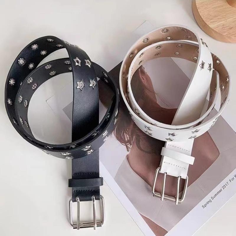 Женский ремень большого размера с двумя отверстиями для мужчин, ремень в стиле панк, хип-хоп, рок, субкультура Y2K, ремень без проколов для мужчин и женщин