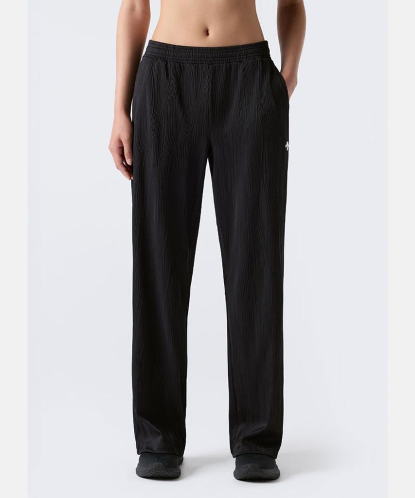 DESCENTE Women'S Ribbed Semi-Wide Fit Training Pants Black Sr322Pkp71
