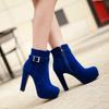 Sizes 34-39 Party Booties Woman Fashion High Heels Velvet Cotton Women's Shoes Sexy Side Zipper Platform Belt Buckle Ankle Boots
