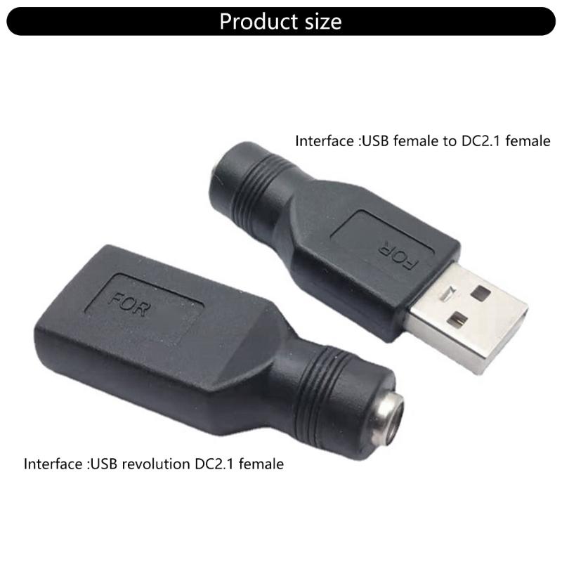 Портативный USB Папа/Мама к DC5.5x2.1мм Адаптер-конвертер Головка для преобразования питания Черный для различных марок ноутбуков