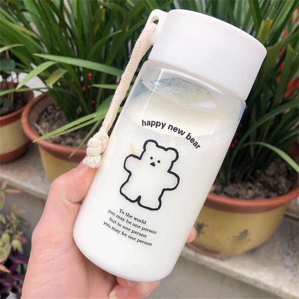 Простой Милый Медведь Уличный Стакан для Воды Прозрачная Матовая Бутылка для Воды