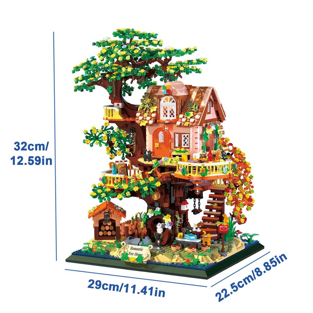 Non-Toxic 2In1 Tree House Building Block City Street View Miniature Assembled Home Decor Brick Children'S Toys For Kids Christmas Gifts