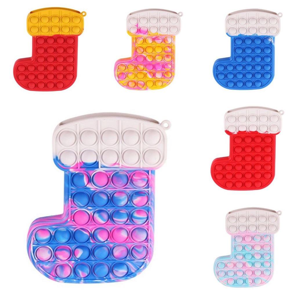 Рождественский чулок Поп Ит Фиджет Игрушка Ярких Цветов И Приятных Звуков Для Детей