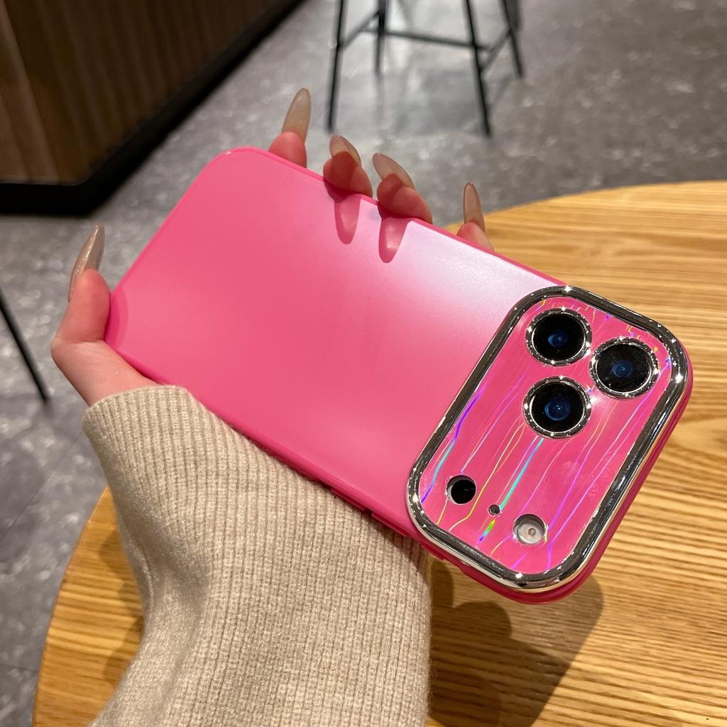 Laser Aurora Large Window Dual Color Frosted Phone Case For iPhone 17 Air 16 15 14 Plus 13 12 11 Pro Max Shockproof Armor Cover