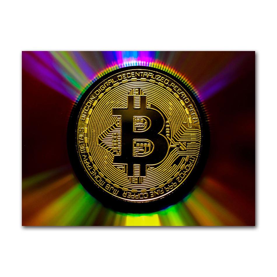 Vintage Abstract Bitcoin Symbol Bitcoin Cryptocurrency Art Poster Canvas Painting Wall Prints Picture for Living Room Home Decor