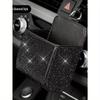 1pc Car Storage Box Car Air Outlet Leather Multifunctional Mobile Phone Cigarette Change Card Hanging Storage Pocket Diamond