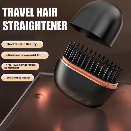 Мини выпрямитель-щетка для волос, перезаряжаемый, портативный, 3 режима контроля температуры, для всех типов волос, быстрое нагревание, защита от ожогов, безопасная расческа, дружелюбный подарок