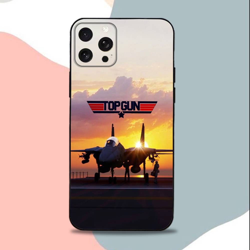 Чехол для телефона T-Top G-Gun Maverick-ES для iPhone 15,13,16,12,11,17,14,Plus,Pro,Max,XS,XR,X,SE,Mini, Мягкий силиконовый черный чехол
