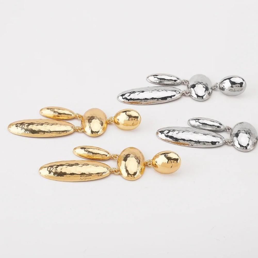 Metal Women Earrings Geometric Dangle Earrings Light Luxury Oval Pendant Eardrop Jewelry Gifts
