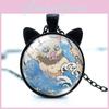 Stylish Anime Demon Slayer Nezuko Tanjiro Cat Ears Time Gem Pendant Necklace