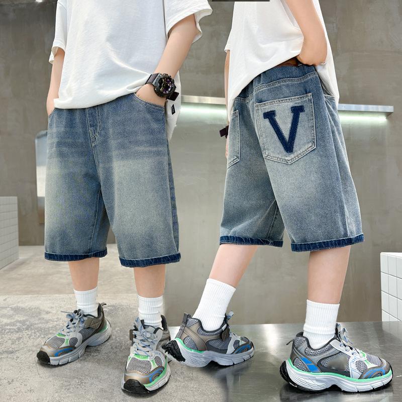 Летние детские шорты для мальчиков, джинсовые брюки, детские выстиранные джинсовые шорты