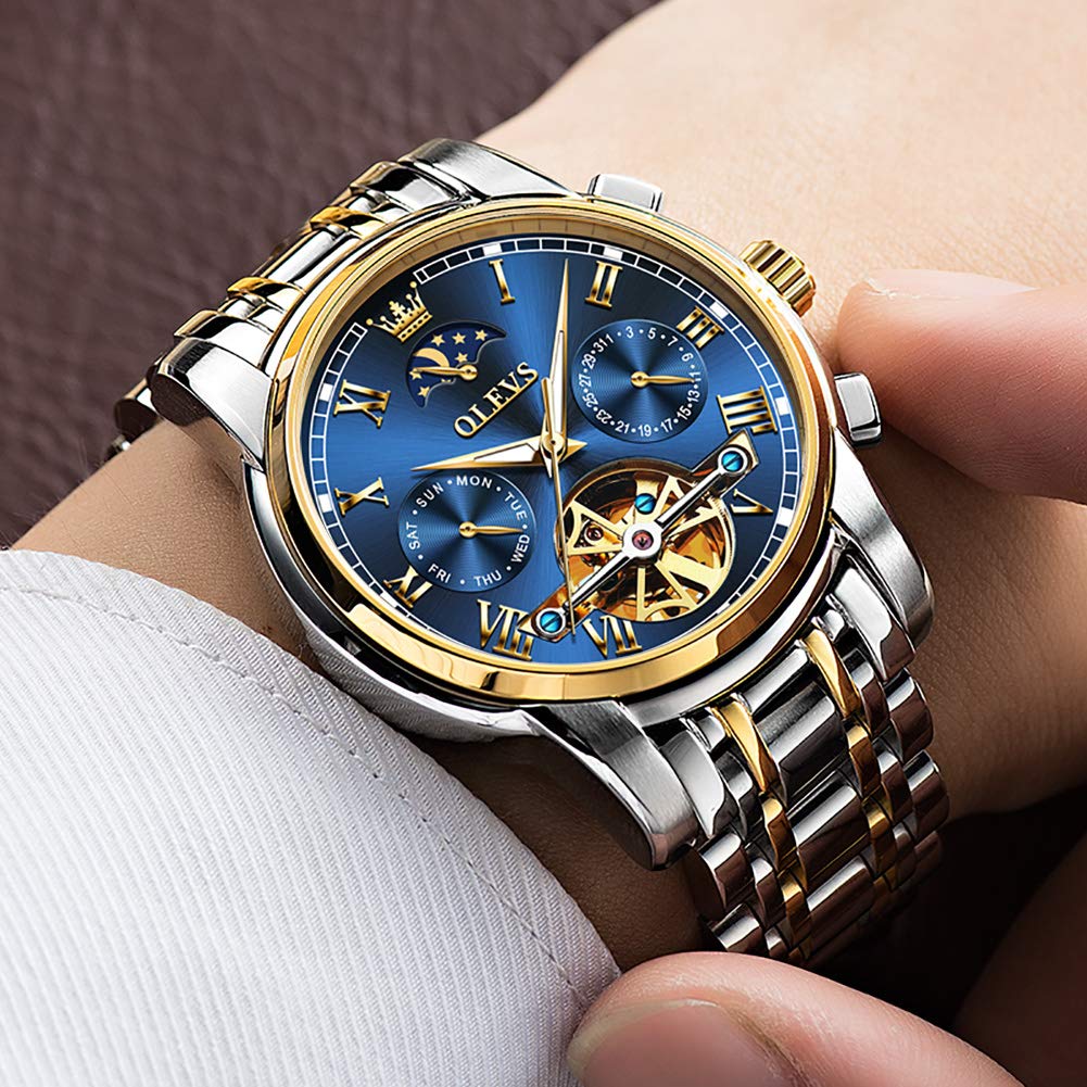 OLEVS Automatic Hand Day Hand Job Skeleton Dial Men's Watch, Stylish, Mechanical, Watch, Father's Gift, Popular, Business, Luminous, Cool, Watch,