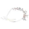 Свадебная хрустальная повязка на голову изысканный дизайн с цветочным листом мягкий головной убор из ленты для свадьбы дня рождения