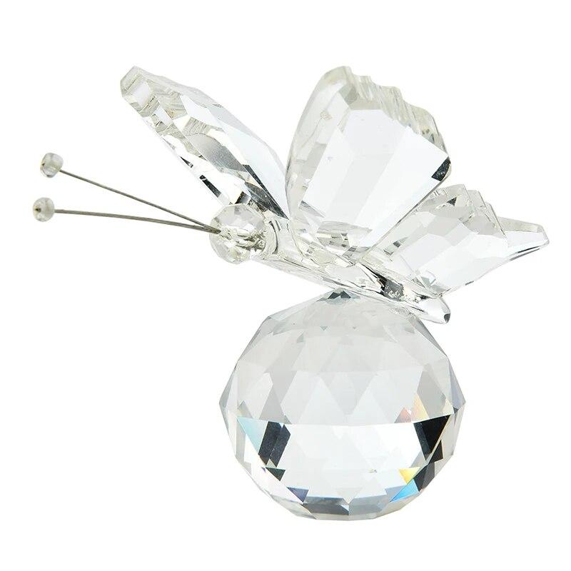 1pcs Crystal Butterfly with Ball Figurine Home Wedding Decoration Glass Craft Collection Table Ornaments Souvenir Gifts
