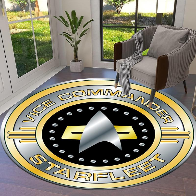 1pc Starfleet Vice Commander Badge Round carpet, Made of Polyester,Perfect for Decorating Office Chairs, Living Rooms,Vibrant Decorative Rug